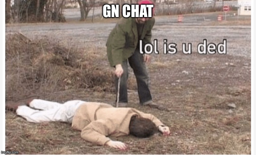 Gn | GN CHAT | image tagged in lol is u ded | made w/ Imgflip meme maker