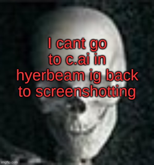 rip | I cant go to c.ai in hyerbeam ig back to screenshotting | image tagged in skull | made w/ Imgflip meme maker