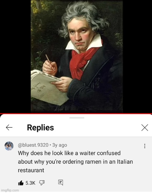 Funny Beethoven moment | image tagged in music,waiter,classical music,beethoven | made w/ Imgflip meme maker