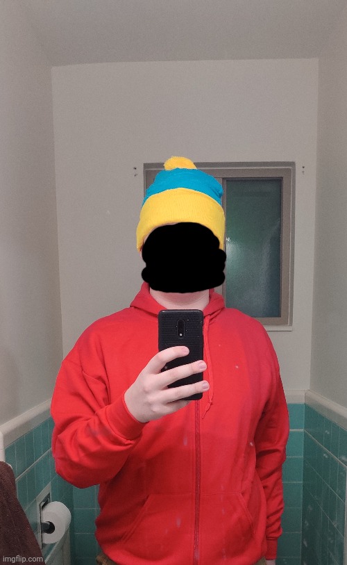 LOOK UPON MY CARTMAN COSTUME AND DESPAIR (face censored for anonymity) | made w/ Imgflip meme maker