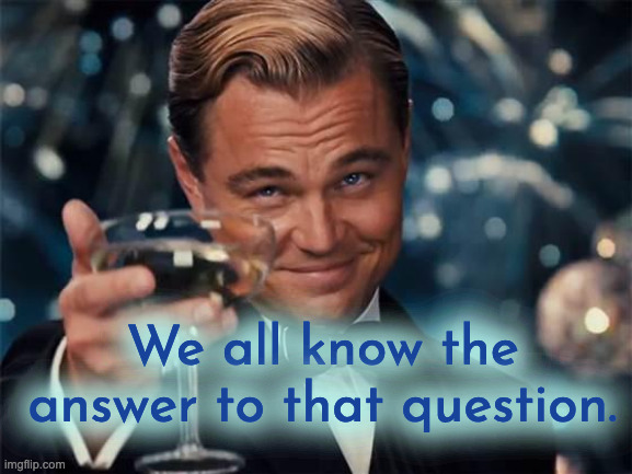 wolf of wall street | We all know the answer to that question. | image tagged in wolf of wall street | made w/ Imgflip meme maker