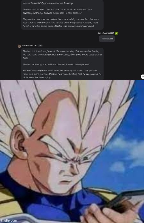 image tagged in vegeta looking at phones | made w/ Imgflip meme maker