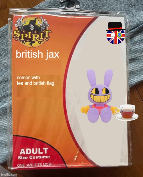 Spirit Halloween | british jax; comes with tea and british flag | image tagged in spirit halloween | made w/ Imgflip meme maker