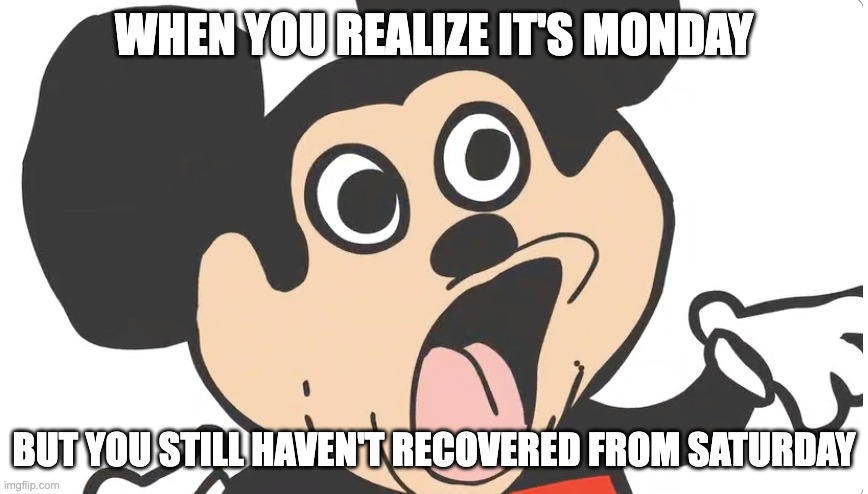 ai again! | WHEN YOU REALIZE IT'S MONDAY; BUT YOU STILL HAVEN'T RECOVERED FROM SATURDAY | image tagged in shocked mokey | made w/ Imgflip meme maker