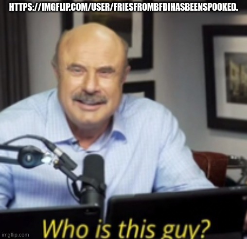 who is this guy | HTTPS://IMGFLIP.COM/USER/FRIESFROMBFDIHASBEENSPOOKED. | image tagged in who is this guy | made w/ Imgflip meme maker