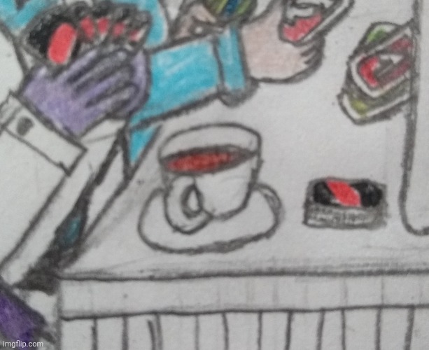 A sneak peak into the drawing! The card game! It's TheREALManBehindTheSlaughter's tea | image tagged in drawing | made w/ Imgflip meme maker