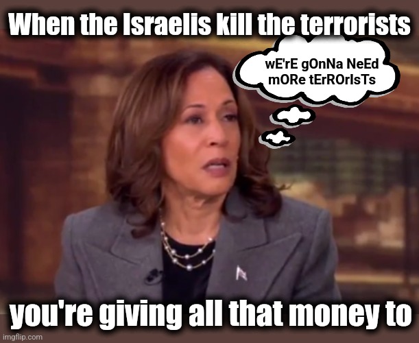 democrats gonna need more terrorists | When the Israelis kill the terrorists; wE'rE gOnNa NeEd
mORe tErROrIsTs; you're giving all that money to | image tagged in memes,democrats,hamas,hezbollah,kamala harris,israel | made w/ Imgflip meme maker