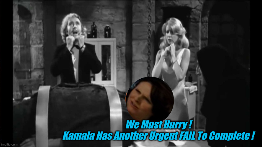 It's Not Alive ! | We Must Hurry !
Kamala Has Another Urgent FAIL To Complete ! | image tagged in young frankenstein,political meme,politics,funny memes,funny,molly shannon | made w/ Imgflip meme maker