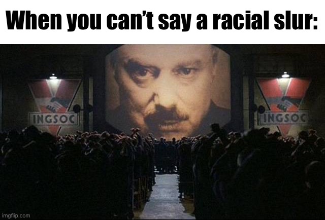 Big Brother 1984 | When you can’t say a racial slur: | image tagged in big brother 1984 | made w/ Imgflip meme maker