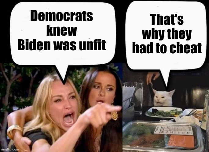 From the beginning | Democrats knew Biden was unfit; That's why they had to cheat | image tagged in don't eat the cat,election tampering,necessary,politicians suck,senile,worst president ever | made w/ Imgflip meme maker