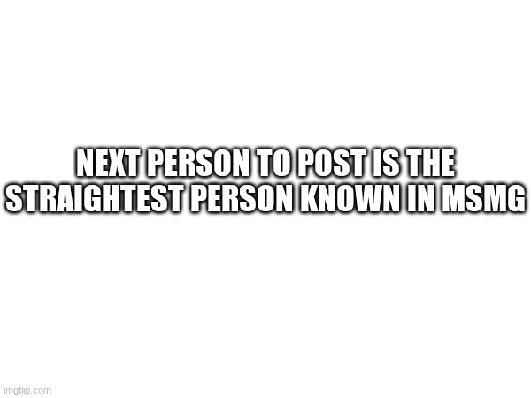 NEXT PERSON TO POST IS THE STRAIGHTEST PERSON KNOWN IN MSMG | made w/ Imgflip meme maker