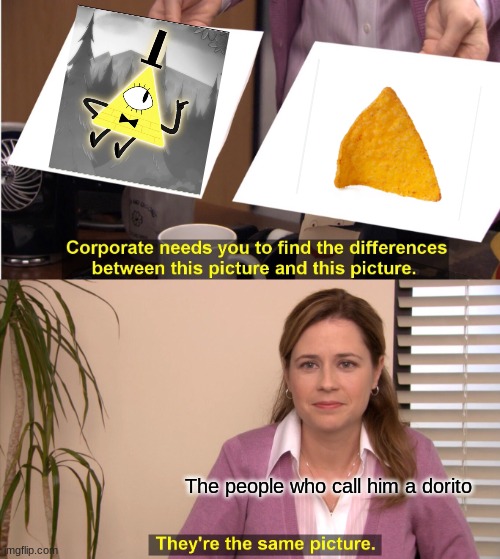 This is to all people who call him a dorito | The people who call him a dorito | image tagged in memes,they're the same picture | made w/ Imgflip meme maker