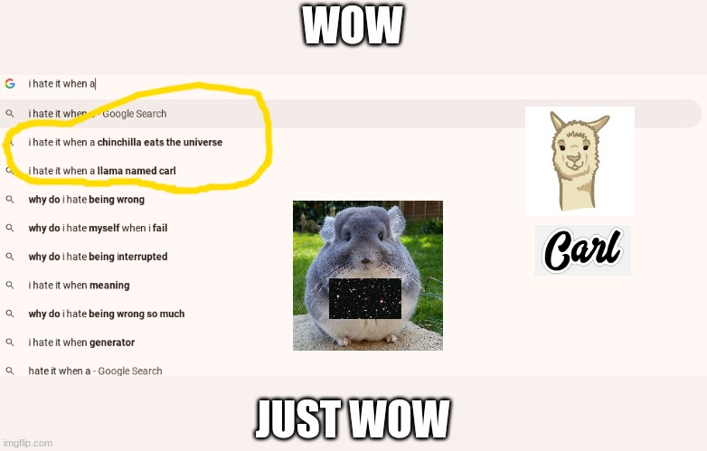 I actually searched this and took a screenshot and added images | WOW; JUST WOW | image tagged in google,llama | made w/ Imgflip meme maker