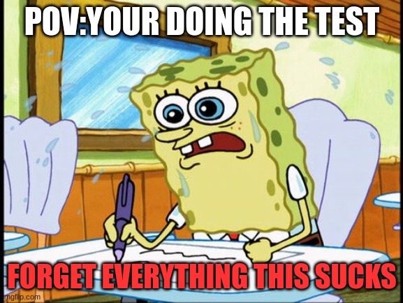 spongebob | POV:YOUR DOING THE TEST; FORGET EVERYTHING THIS SUCKS | image tagged in what i learned in boating school is | made w/ Imgflip meme maker