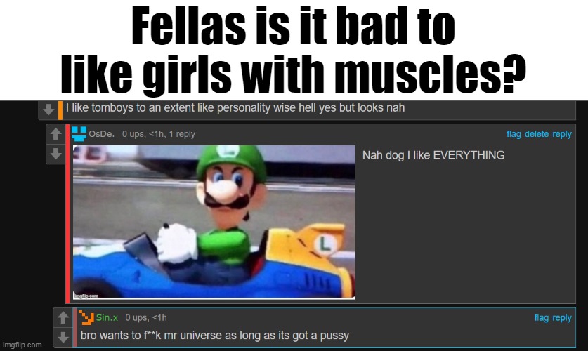 Fellas is it bad to like girls with muscles? | made w/ Imgflip meme maker