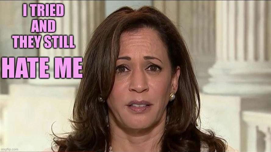 kamala harris | I TRIED AND THEY STILL HATE ME | image tagged in kamala harris | made w/ Imgflip meme maker