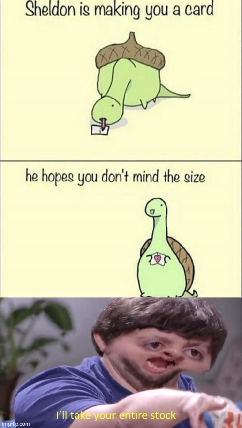 Say no more, Sheldon! | image tagged in i'll take your entire stock,wholesome | made w/ Imgflip meme maker