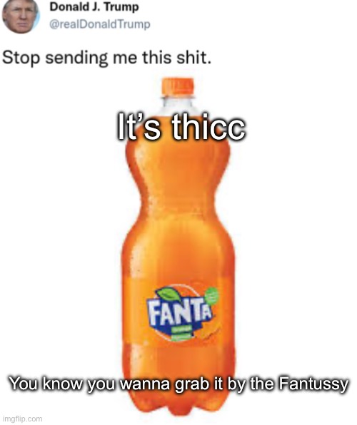 It’s thicc You know you wanna grab it by the Fantussy | image tagged in fanta | made w/ Imgflip meme maker