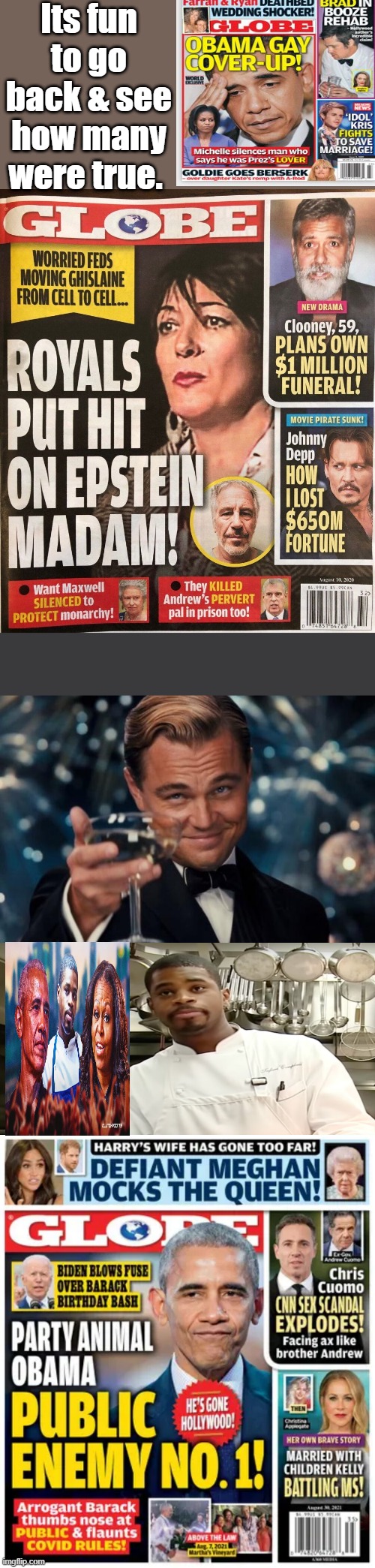 Its fun to go back & see how many were true. | image tagged in memes,leonardo dicaprio cheers | made w/ Imgflip meme maker