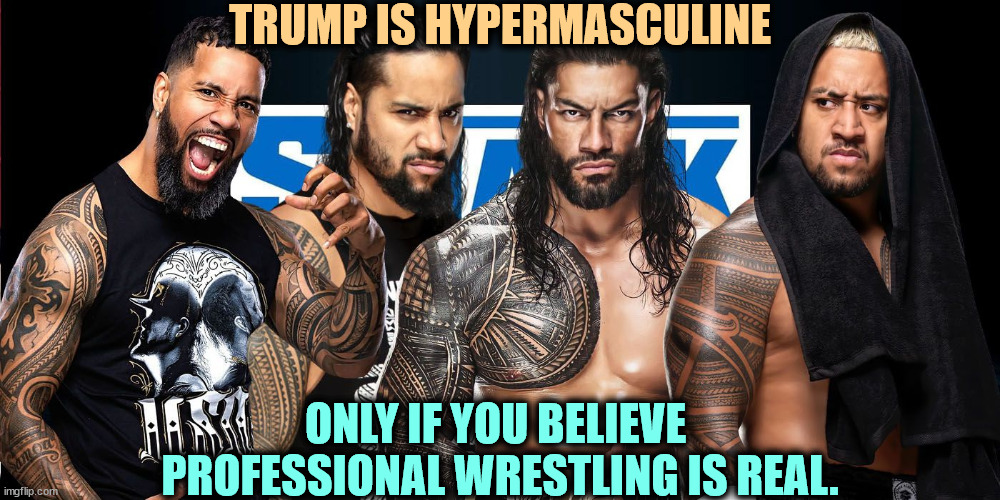 Do you? | TRUMP IS HYPERMASCULINE; ONLY IF YOU BELIEVE 
PROFESSIONAL WRESTLING IS REAL. | image tagged in trump,toxic masculinity,pro wrestling,real,phony | made w/ Imgflip meme maker