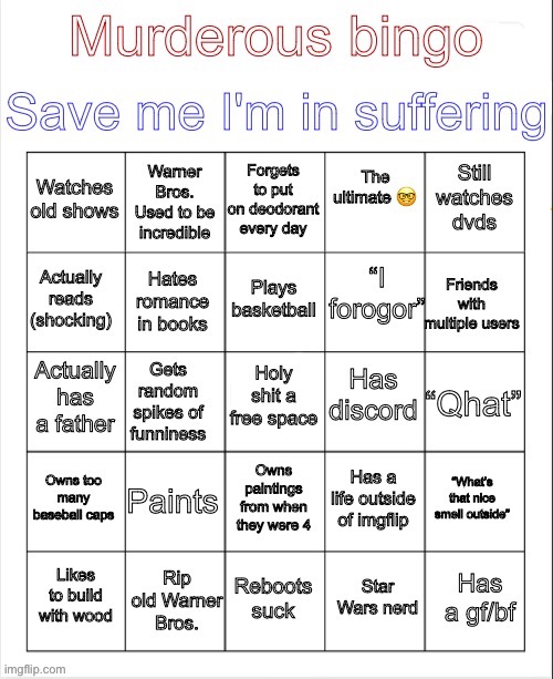 Murderous bingo | image tagged in murderous bingo | made w/ Imgflip meme maker