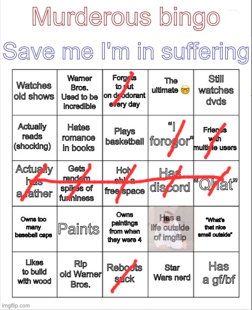 Murderous bingo | image tagged in murderous bingo | made w/ Imgflip meme maker