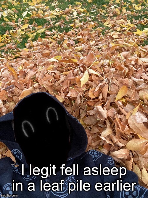 Murderous Fall Edition | I legit fell asleep in a leaf pile earlier | image tagged in murderous fall edition | made w/ Imgflip meme maker