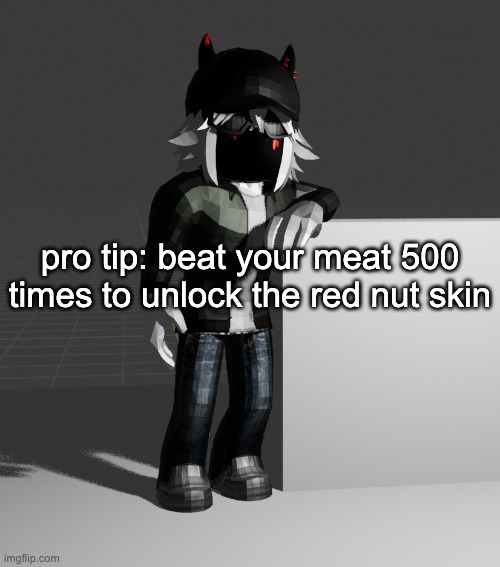 template | pro tip: beat your meat 500 times to unlock the red nut skin | image tagged in template | made w/ Imgflip meme maker