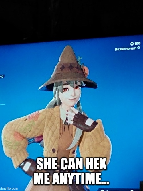 She low-key kinna cute | SHE CAN HEX ME ANYTIME... | image tagged in lexa hexbringer,fortnite,cute,girl,oh wow are you actually reading these tags | made w/ Imgflip meme maker