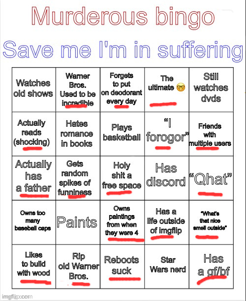 Murderous bingo | image tagged in murderous bingo | made w/ Imgflip meme maker