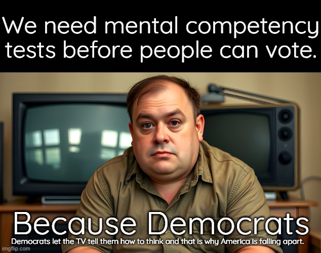 The worst inflation since Carter and yet Democrats want more of it.  Trump's economy was obviously better but they don't care. | We need mental competency tests before people can vote. Because Democrats; Democrats let the TV tell them how to think and that is why America is falling apart. | image tagged in low information voters,low mental ability voters,voting for destruction must stop | made w/ Imgflip meme maker