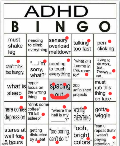 adhd bingo | image tagged in adhd bingo | made w/ Imgflip meme maker