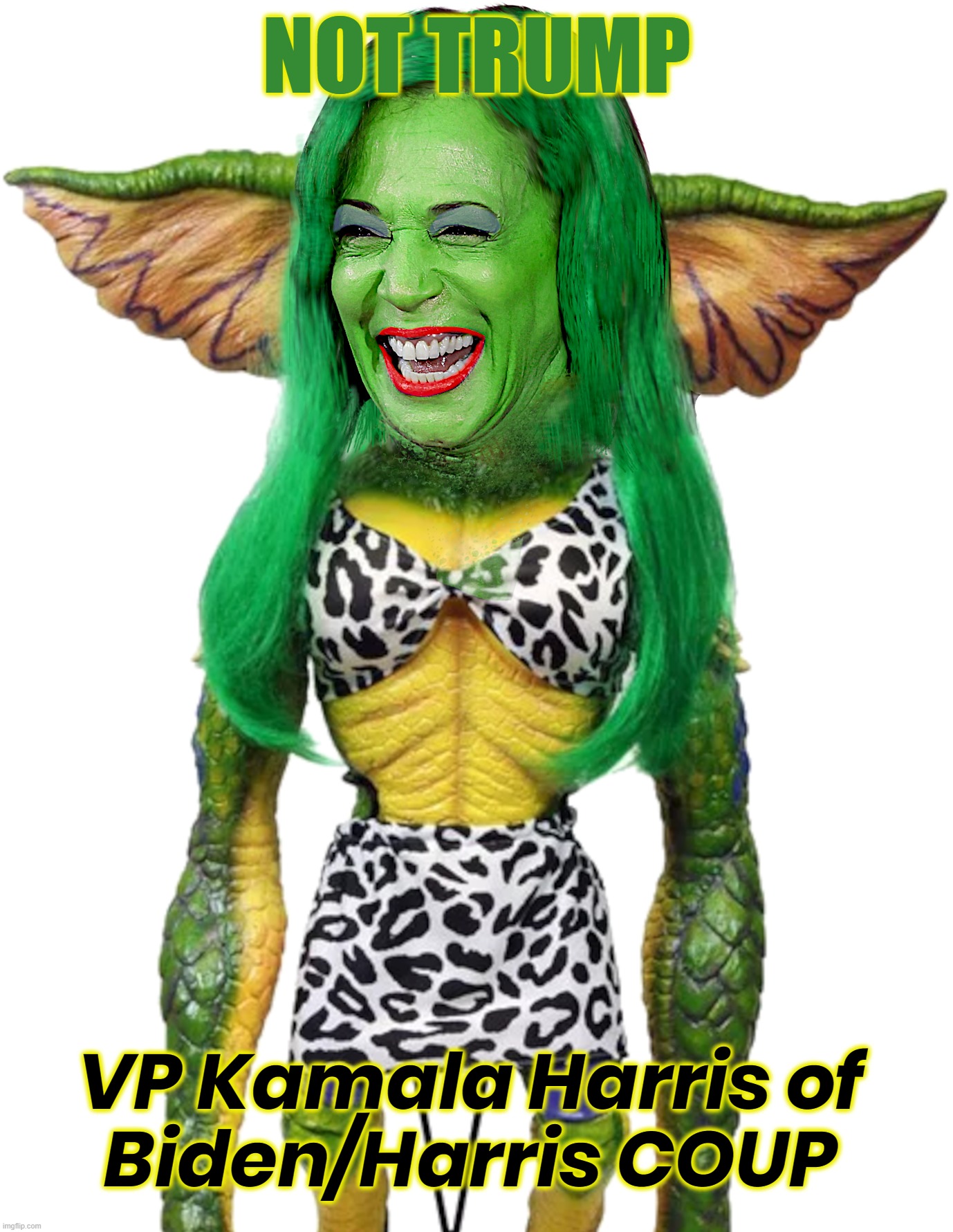 NOT TRUMP - MARXIST GREMLIN | NOT TRUMP; VP Kamala Harris of
Biden/Harris COUP | image tagged in kamala harris,not trump,biden,coup,liar,disloyal | made w/ Imgflip meme maker