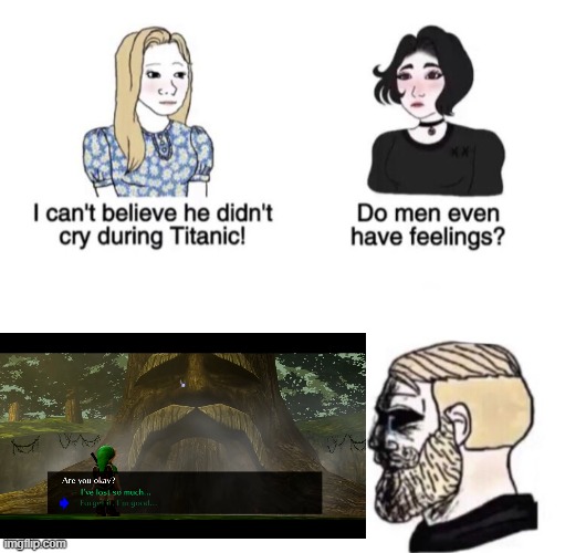 Hero's purpose is so sad | image tagged in chad crying,ocarina of time,legend of zelda | made w/ Imgflip meme maker