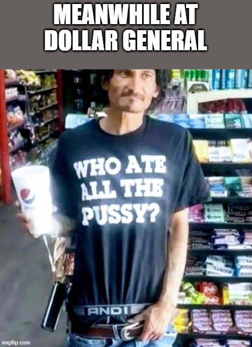 Meanwhile At Dollar General | MEANWHILE AT DOLLAR GENERAL | image tagged in dollar general,dollar store,meth head,sagging,funny,memes | made w/ Imgflip meme maker