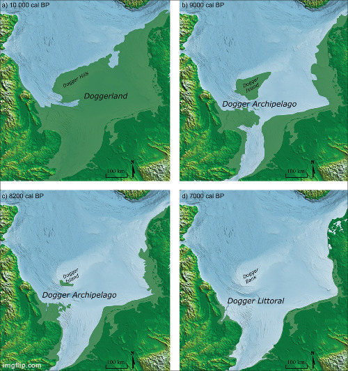 Fun fact: 10,000 years ago, there was a bit of land connecting Great Britain and Europe called Doggerland | made w/ Imgflip meme maker