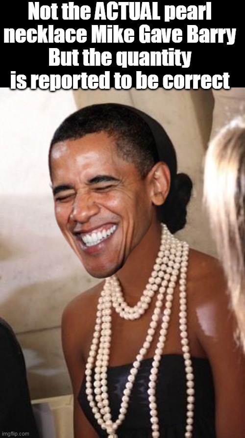 Not the ACTUAL pearl necklace Mike Gave Barry
But the quantity is reported to be correct | made w/ Imgflip meme maker