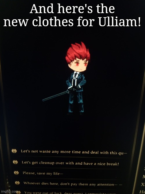 And here's the new clothes for Ulliam! | made w/ Imgflip meme maker