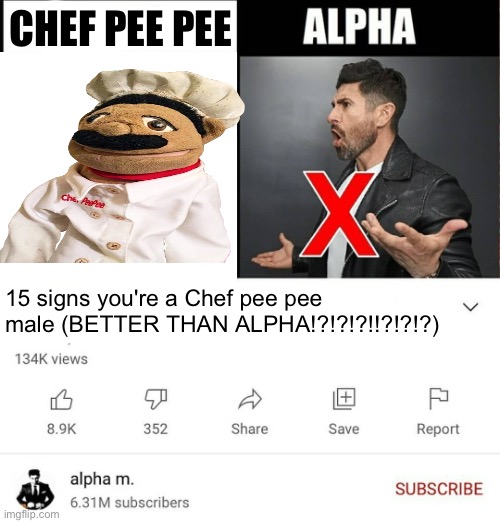 15 signs you're a sigma male is it better than alpha | CHEF PEE PEE; 15 signs you're a Chef pee pee male (BETTER THAN ALPHA!?!?!?!!?!?!?) | image tagged in 15 signs you're a sigma male is it better than alpha | made w/ Imgflip meme maker