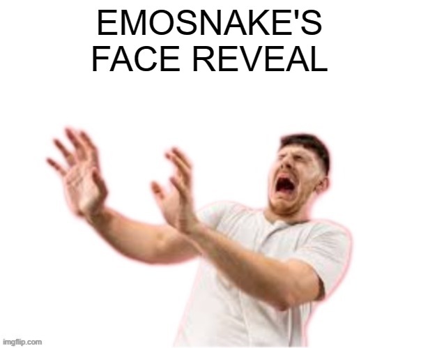 he left all caps on(custom) | EMOSNAKE'S FACE REVEAL | image tagged in he left all caps on custom | made w/ Imgflip meme maker