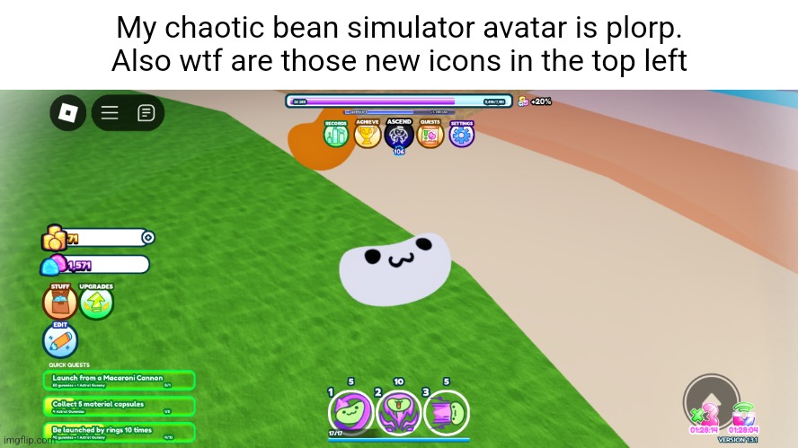My chaotic bean simulator avatar is plorp. Also wtf are those new icons in the top left | made w/ Imgflip meme maker