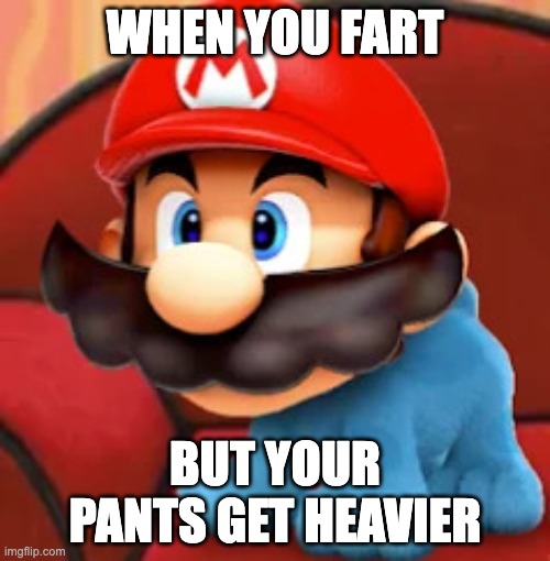 Mario blue's clues | WHEN YOU FART; BUT YOUR PANTS GET HEAVIER | image tagged in mario blue's clues | made w/ Imgflip meme maker