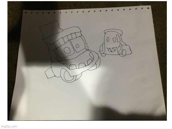 I drew Caine and bubble from the amazing digital circus. Caine is a hauler truck and bubble a forklift | image tagged in tadc,the amazing digital circus,pixar,cars,drawing | made w/ Imgflip meme maker