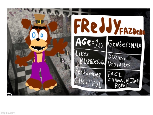 My version of Freddy fazbear. Yes  it was also on deviant art. I am the same guy. | image tagged in deviantart,fnaf,freddy fazbear,original character,five nights at freddy's,scott cawthon | made w/ Imgflip meme maker