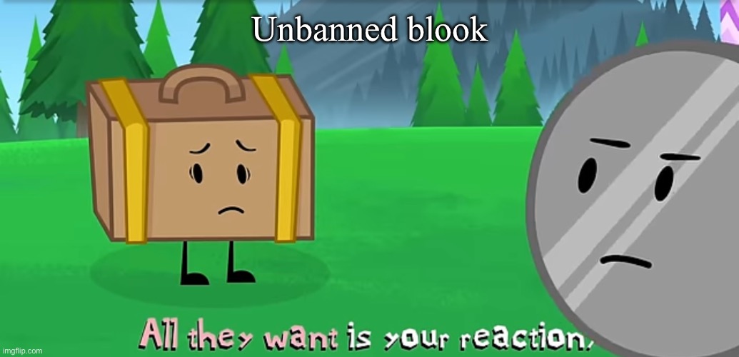 Marshmallow all they want is your reaction | Unbanned blook | image tagged in marshmallow all they want is your reaction | made w/ Imgflip meme maker