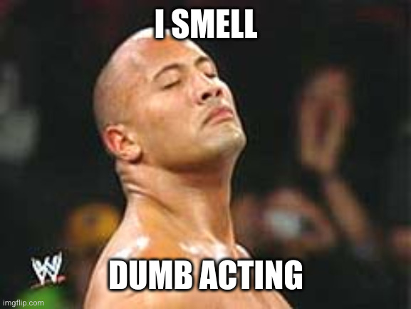 The Rock Smelling | I SMELL DUMB ACTING | image tagged in the rock smelling | made w/ Imgflip meme maker