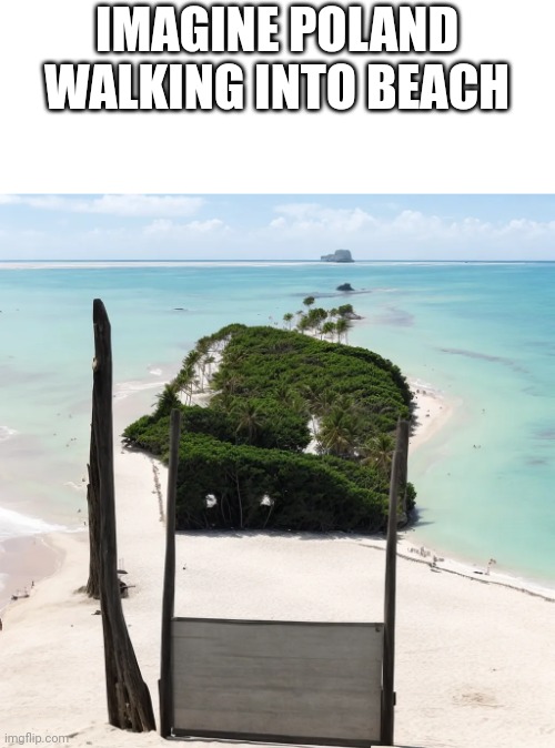 Squint your eyes reichtangle | IMAGINE POLAND WALKING INTO BEACH | image tagged in countryballs,reichtangle,beach | made w/ Imgflip meme maker