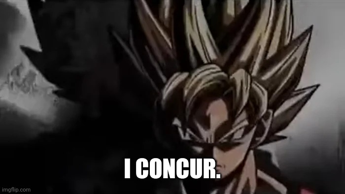 Goku Staring | I CONCUR. | image tagged in goku staring | made w/ Imgflip meme maker