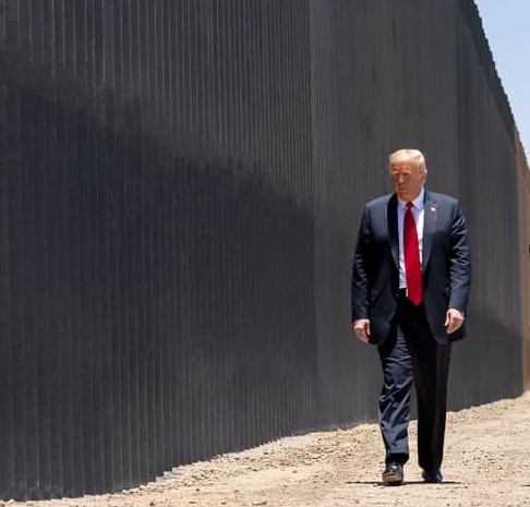 High Quality Trump inspects the border wall Blank Meme Template