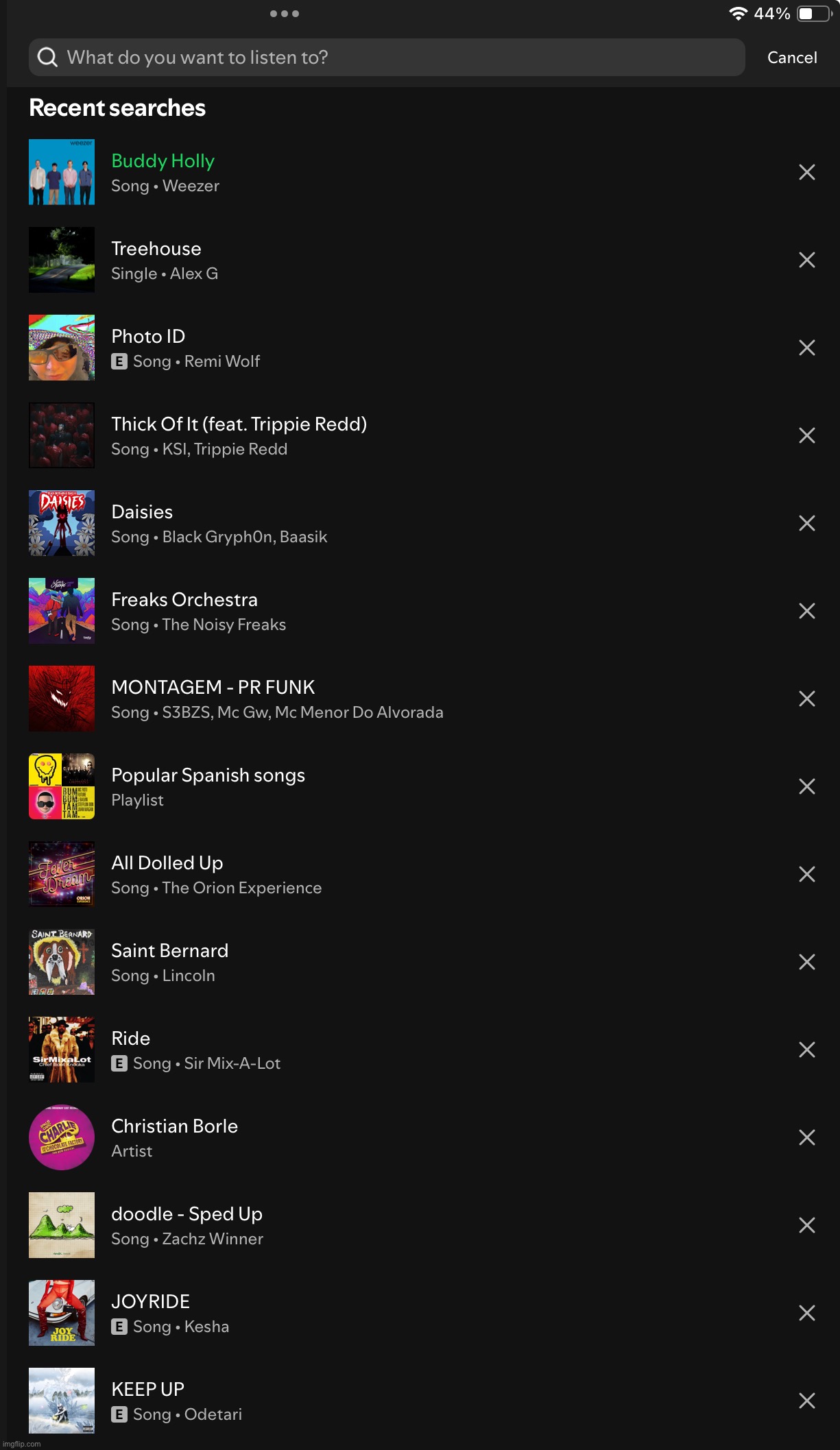 What do my recent searches on spotify say about me | made w/ Imgflip meme maker